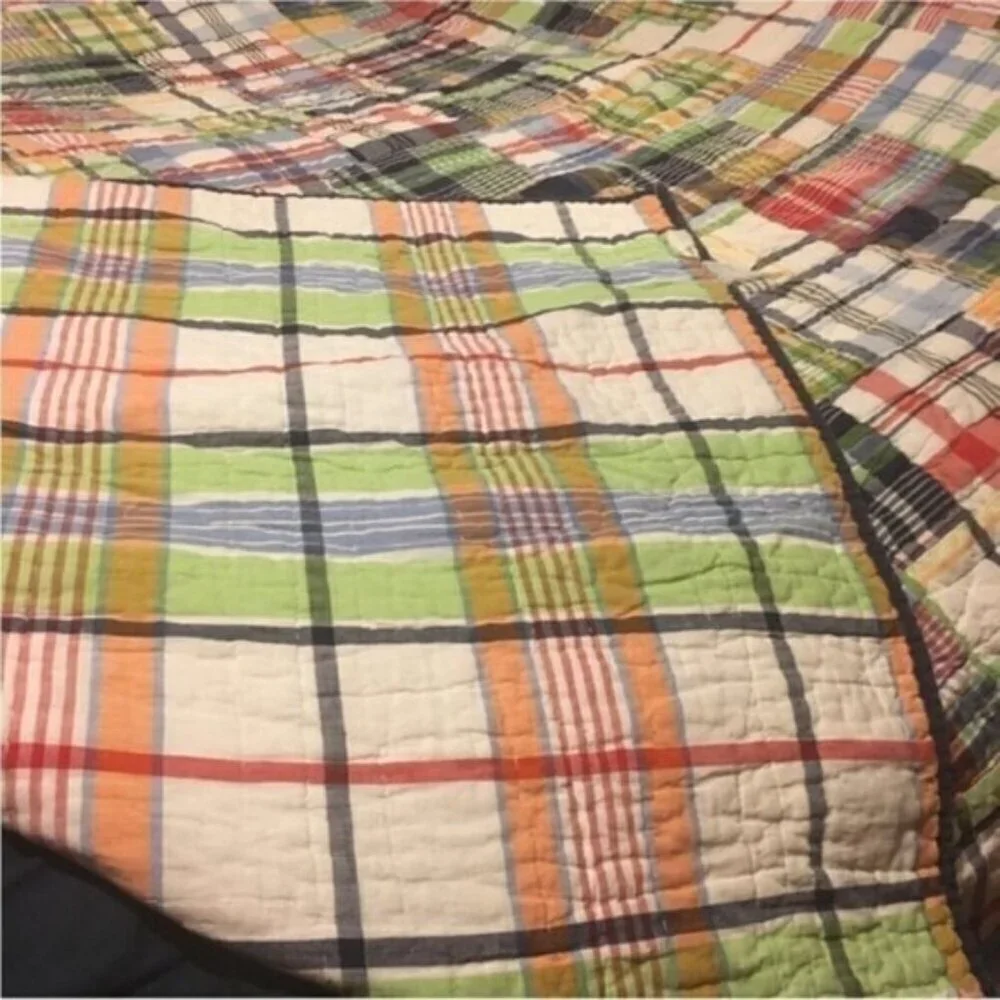 Pottery Barn Kids twin  size plaid Madras reversible comforter